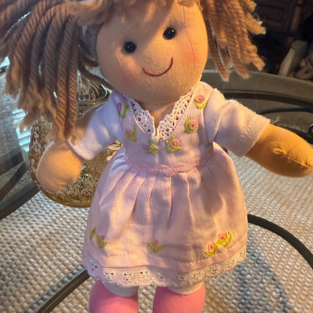 Adorable Bigjigs  - Rose Doll Pink and White Rag Doll